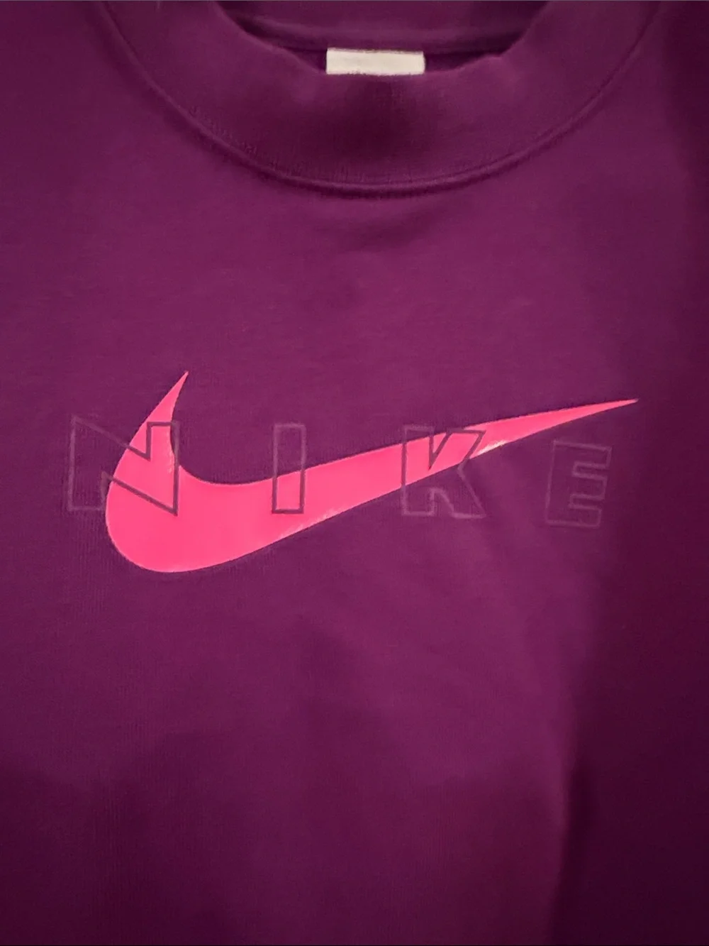 Nike Plum Crewneck Sweatshirt with Pink Swoosh XS